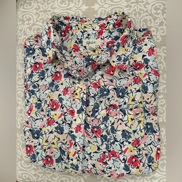 Style & Co Floral Long Sleeve Button Down Shirt Size XL - Picture 6 of 10